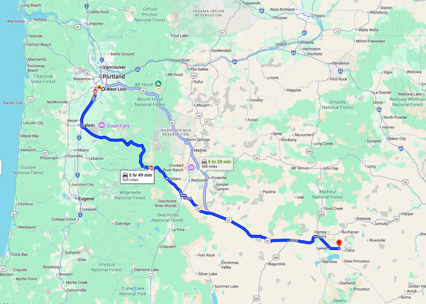 Day 2 - West Linn to Crane Hot Springs