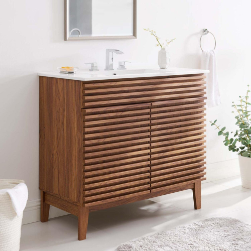 Modway light wood bathroom vanity