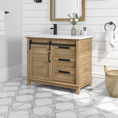 Ove Decors light wood bathroom vanity