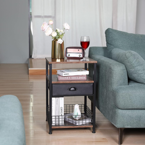 LUMAMU Industrial Nightstand Bedside Table
