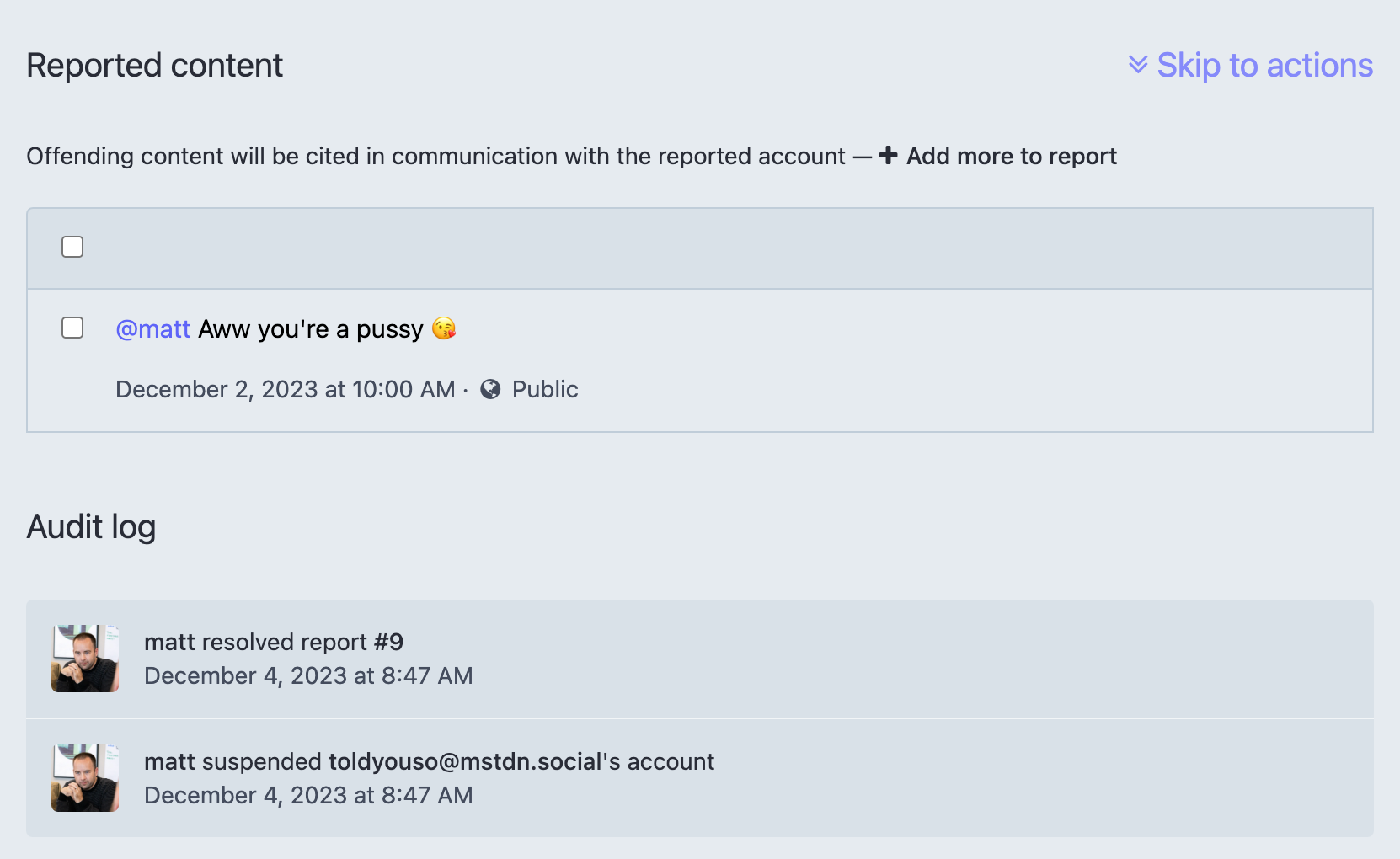 Screenshot of the second post calling me a pussy