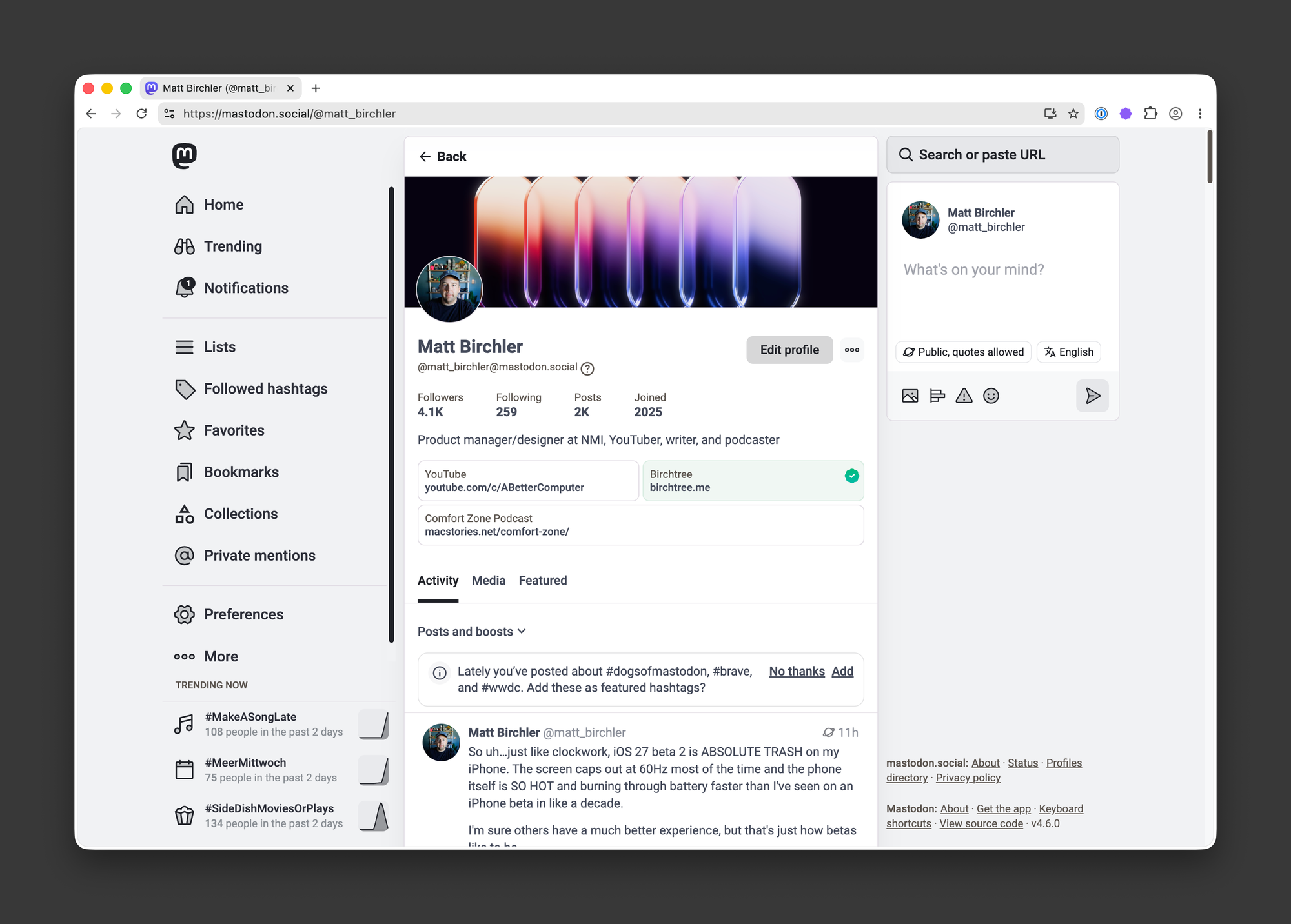 Tangerine Neue for Mastodon