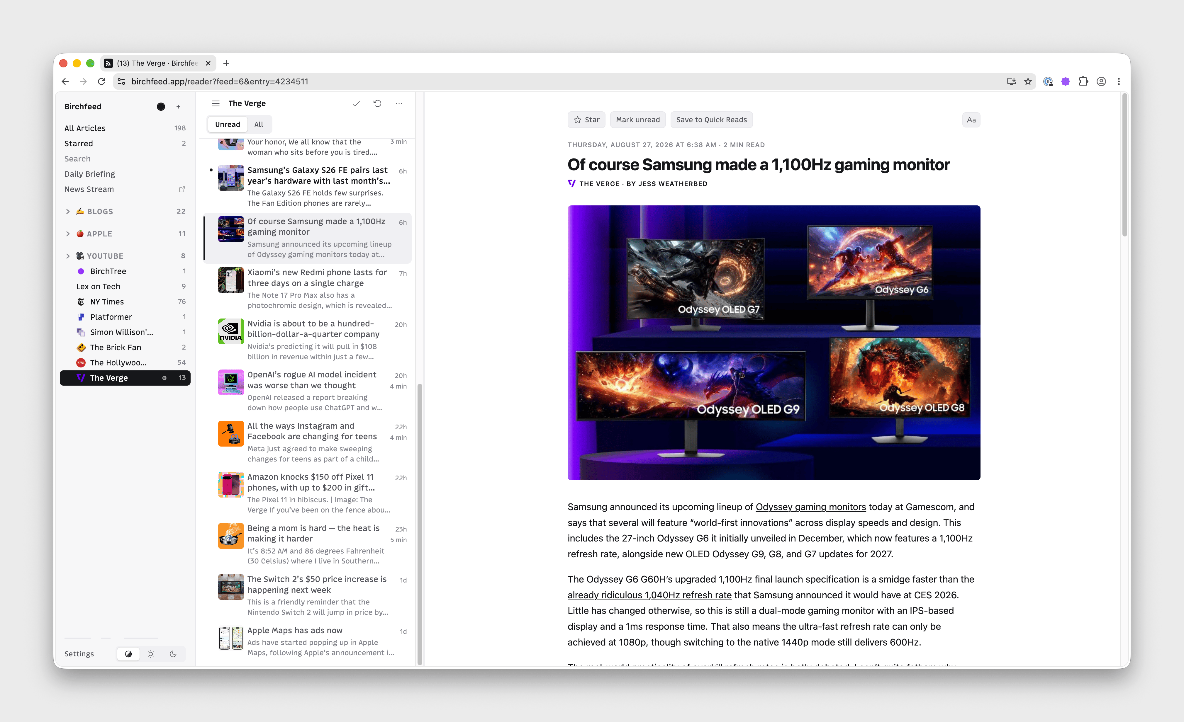 Introducing Birchfeed, the best RSS app that works in your favorite RSS app already