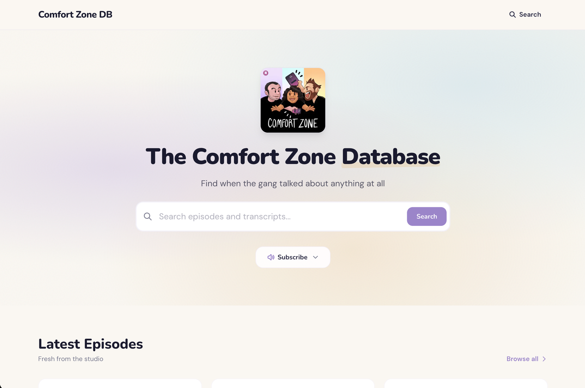 Micro app 13: The Comfort Zone Database