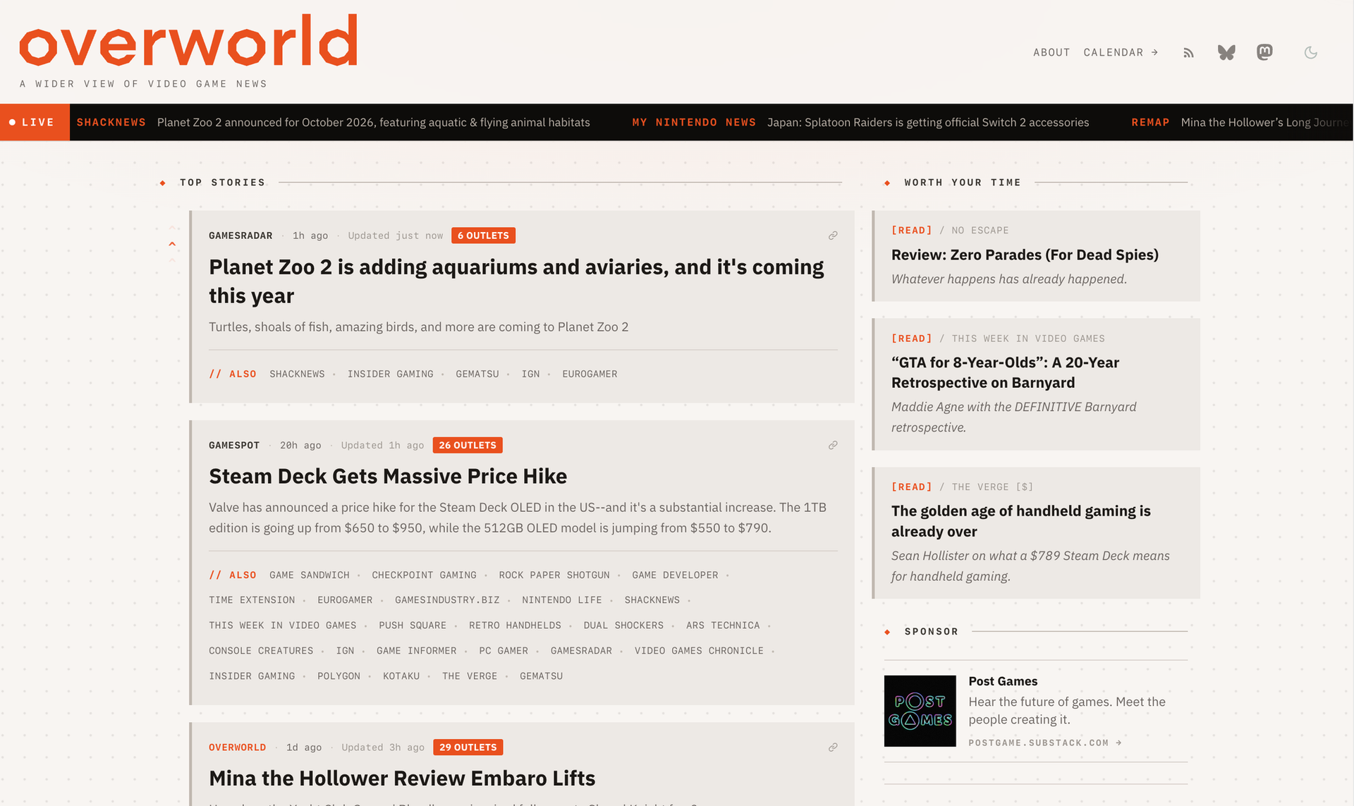 Overworld is your landing page for video game news