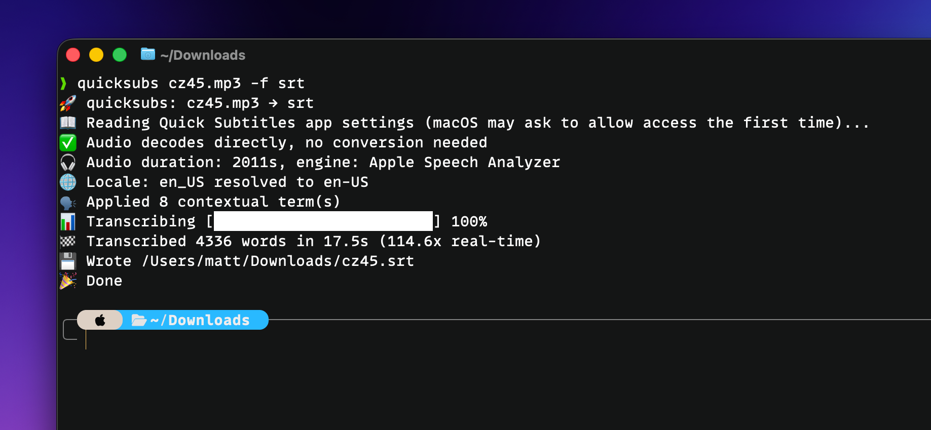 Micro app 20: The Quick Subtitles CLI