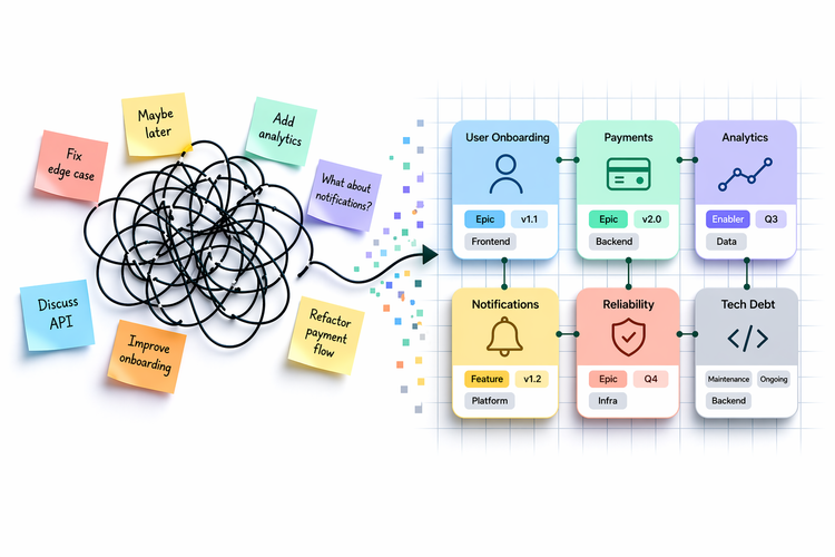 Product backlogs as a navigation system for teams and AI agents