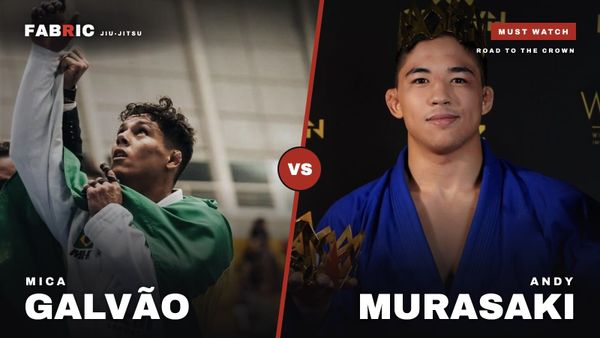 Mica Galvão and Andy Murasaki side by side in a Fabric Jiu-Jitsu Must Watch graphic