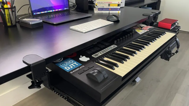 Midi Tray Slides Your MIDI Keyboard Under the Desk and Gives the Desktop Back