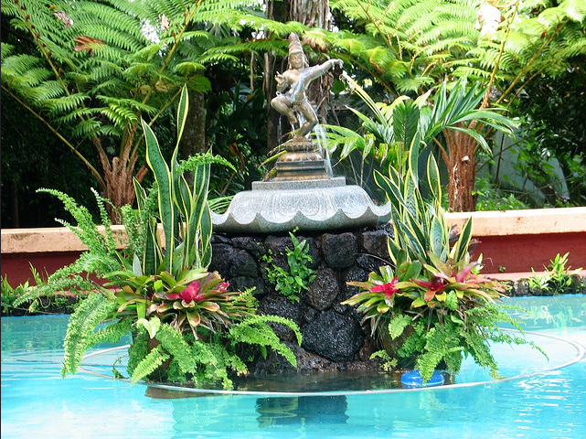 Vishnu statue in a pond