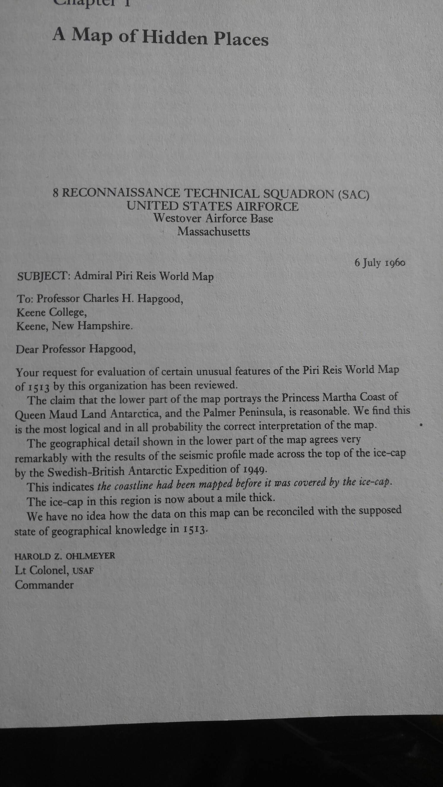 Letter on Antartica Map 