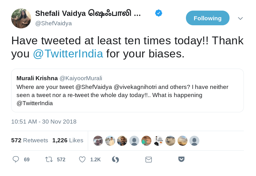 Shefali Vaidya Shadow ban