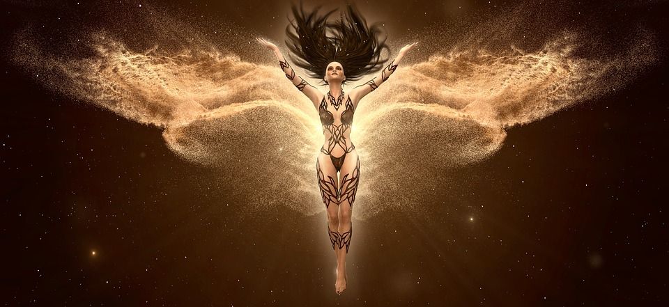 Fantasy, Angel, Light, Wing, Float, Female, Shining