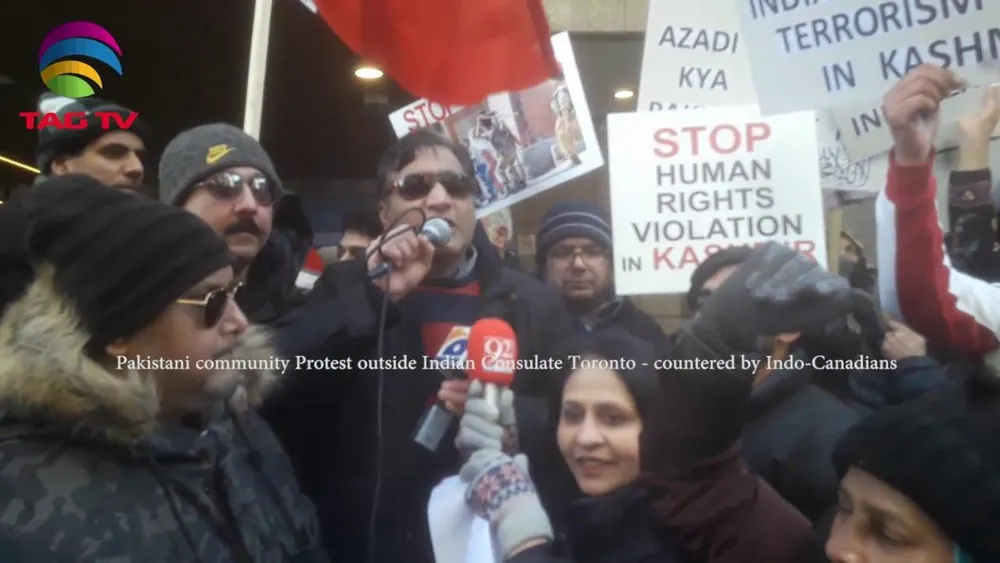 Pakistani Community Protest outside Indian Consulate Toronto and countered by Indo-Canadians
