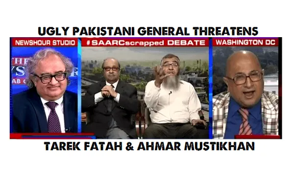 Mentally Sick Pakistan General Openly Threatens Tarek Fatah On Newshour Debate