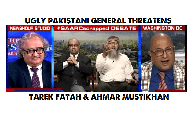 Mentally Sick Pakistan General Openly Threatens Tarek Fatah On Newshour Debate