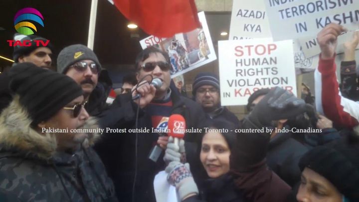 Pakistani Community Protest outside Indian Consulate Toronto and countered by Indo-Canadians