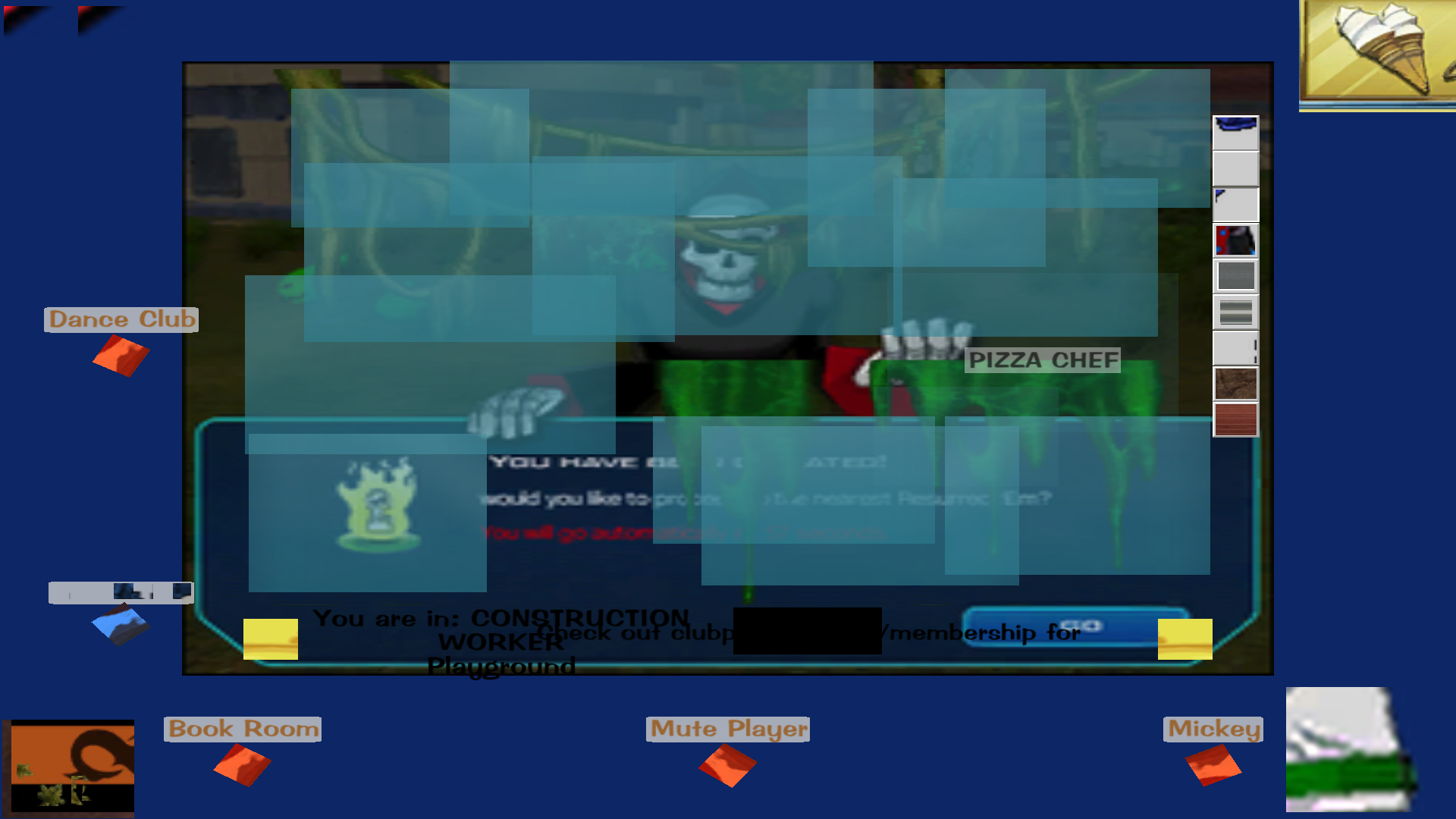 Overlapping translucent interface windows crowd a blue screen in TEXTURETOWN