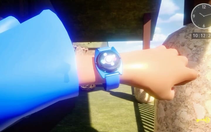 First-person view of a wrist wearing a glowing mood ring