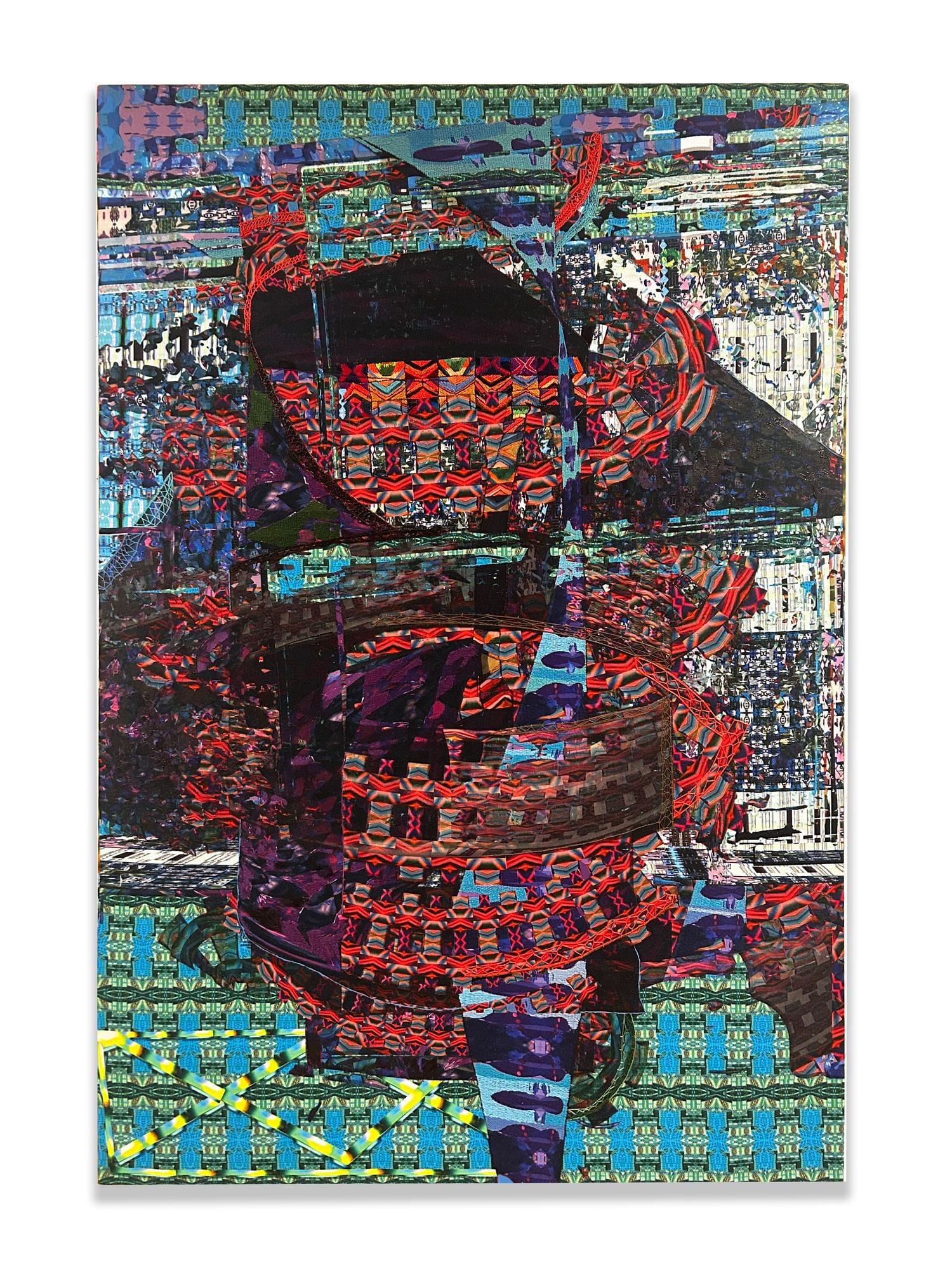 Magnetic Moment, a textile work by LoVid combining embroidery and dye-sublimation print