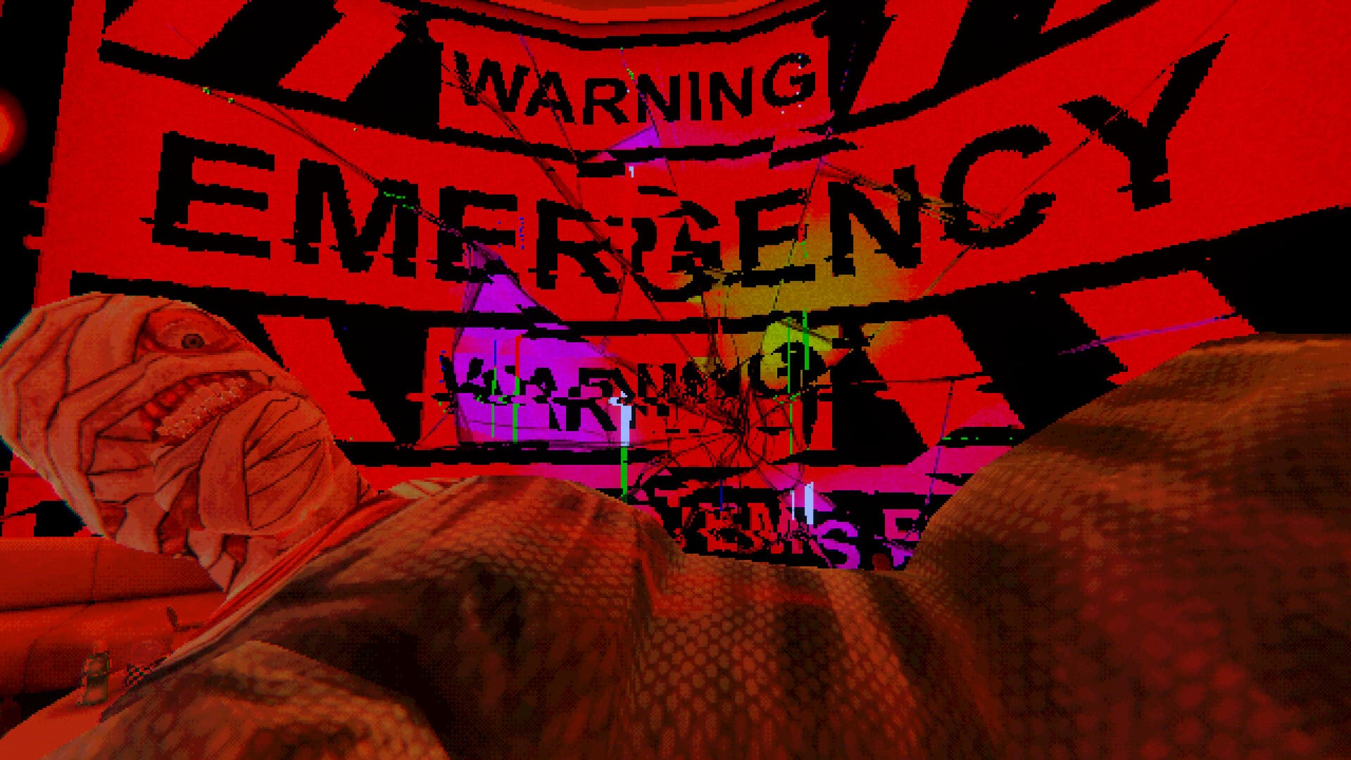 A flashing red emergency warning fills the cockpit of the Tulpar in Mouthwashing