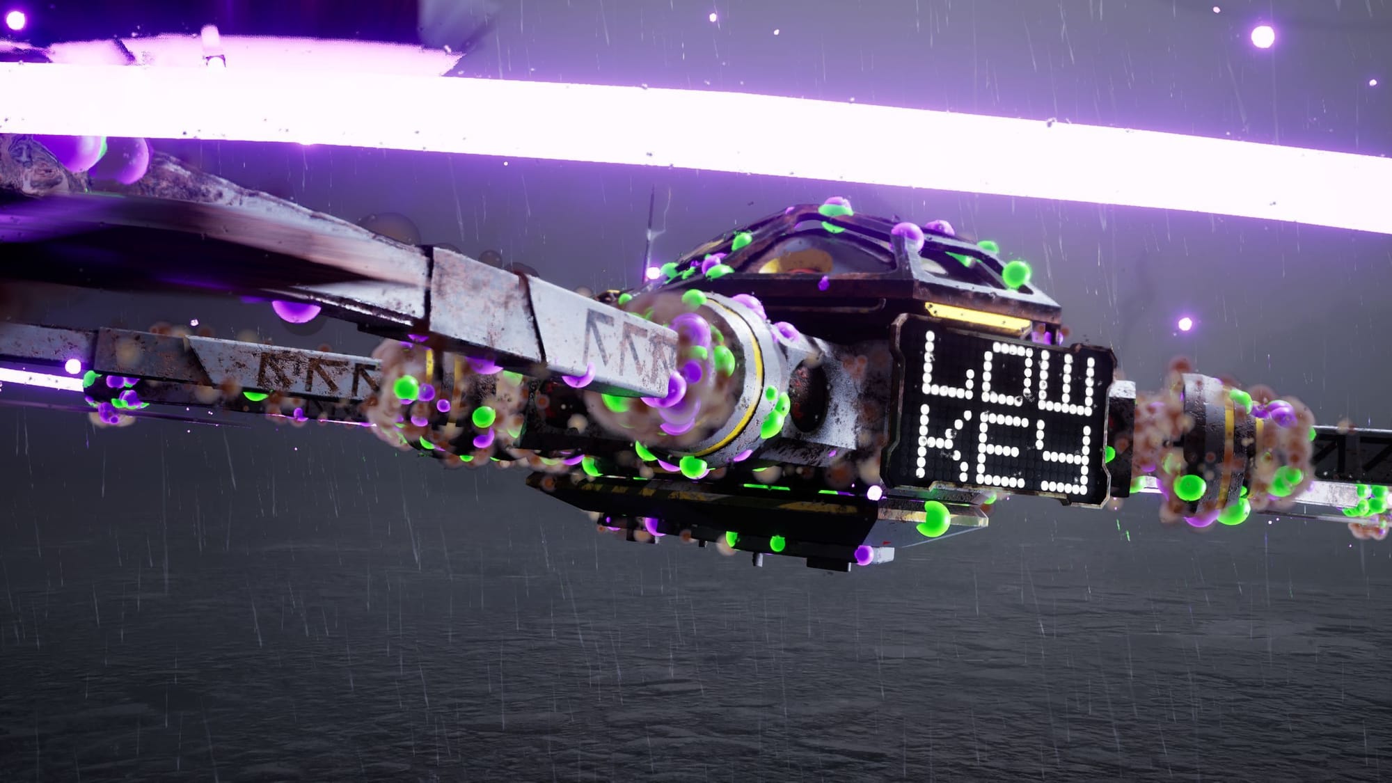 A glitching craft labeled Low Key from Palimpsest