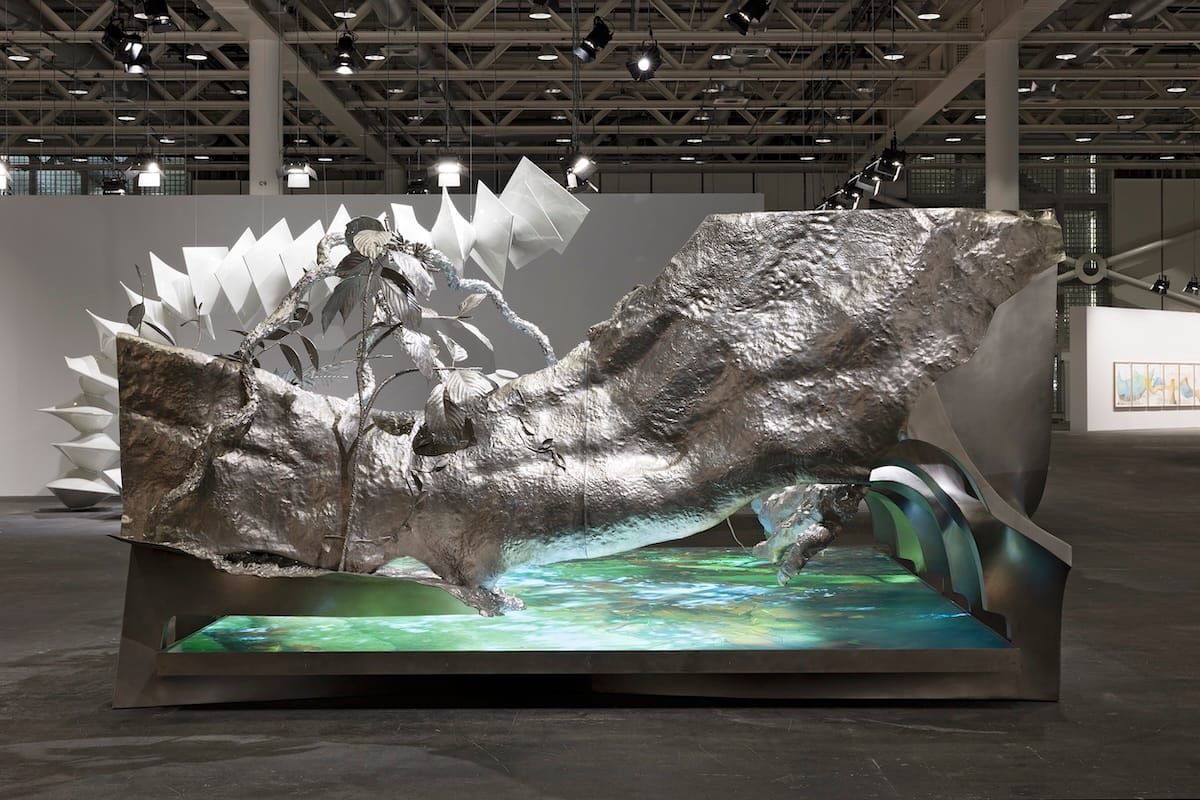 Sculptural installation of a scanned Renaco tree ecosystem at Art Basel Unlimited