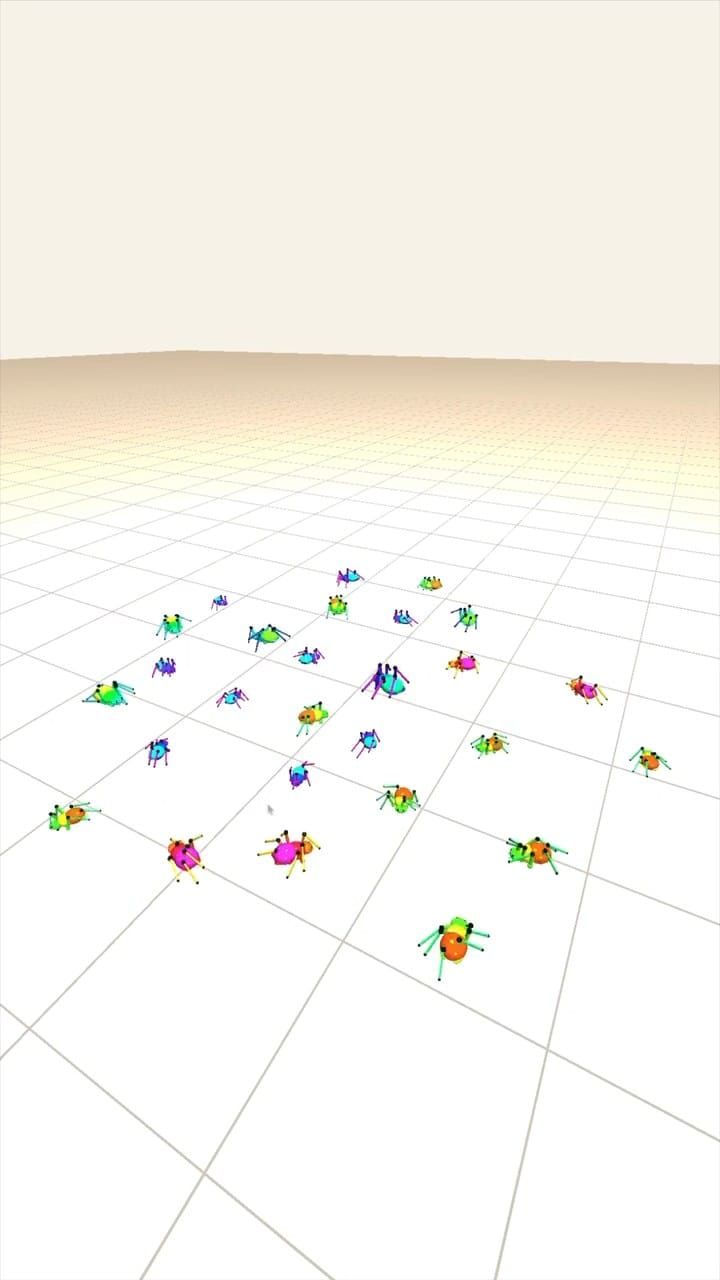 Procedurally generated beetles scattered mid-slice in Noland Chaliha’s browser sketch