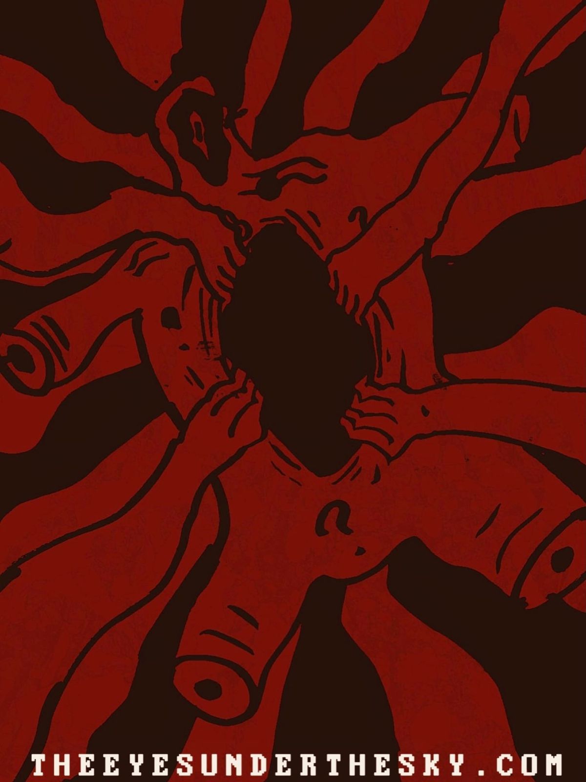 Red and black comic-style cover artwork for The Eyes Under the Sky, with the address theeyesunderthesky.com