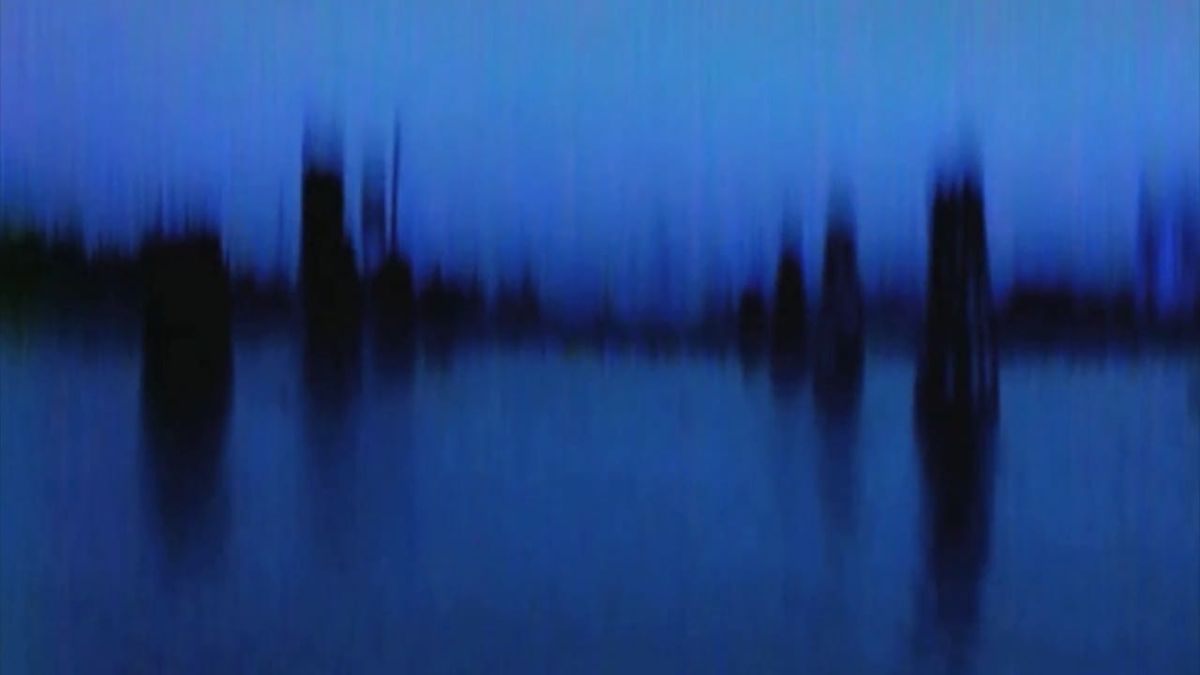 A glitch-smeared blue landscape from Rosa Menkman’s The Collapse of PAL