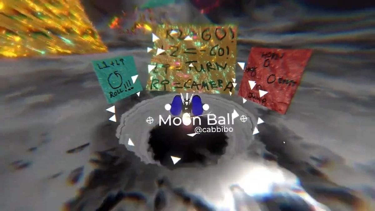 A rocket car mid-flight in Cabbibo’s Moon Ball