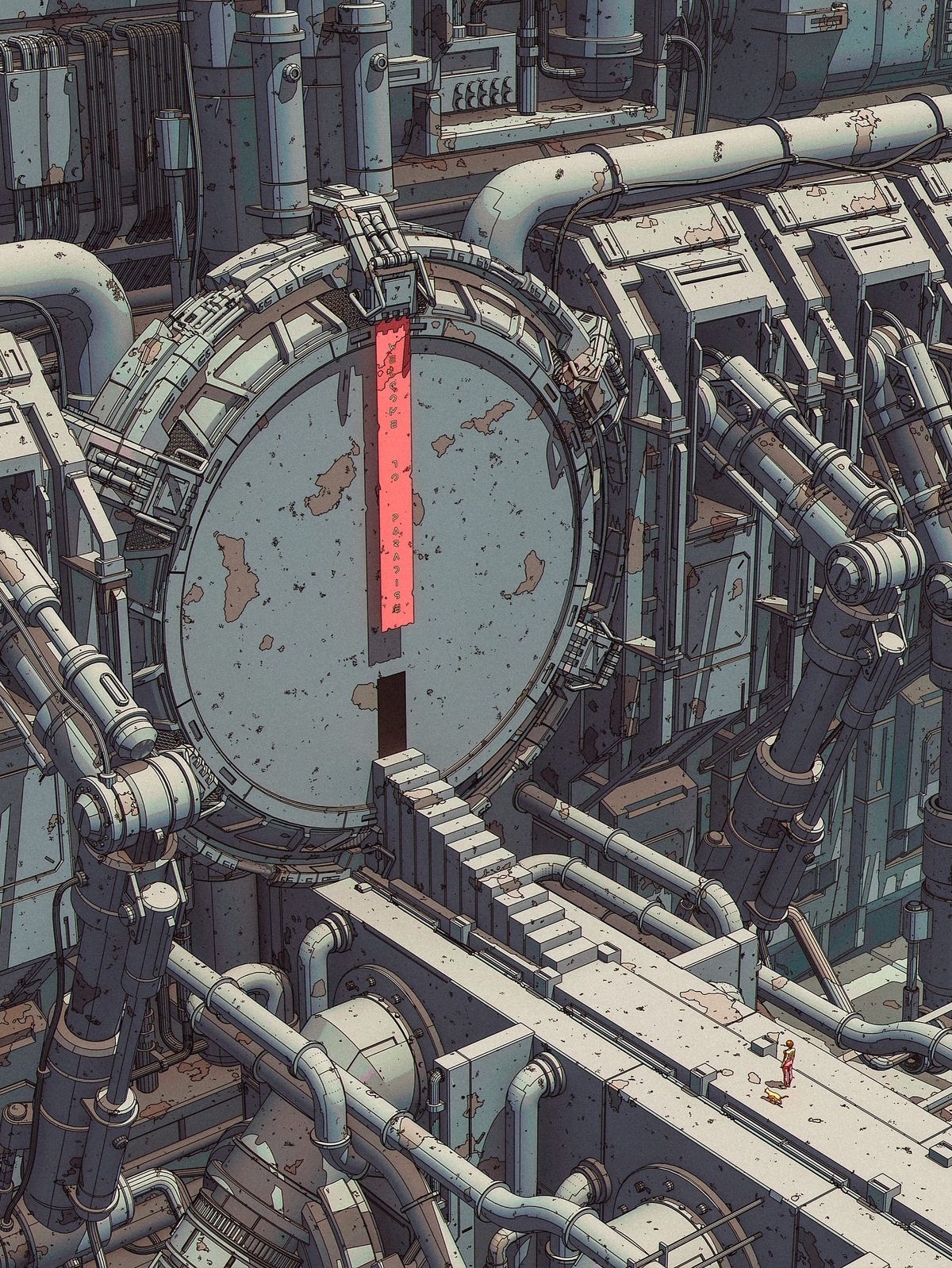 Overhead render of a sprawling maze-like sci-fi structure in NOMIAD
