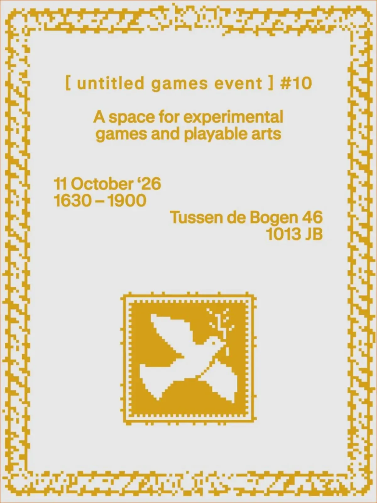 Poster for untitled games event number 10 on October 11, 2026 at Tussen de Bogen 46, Amsterdam