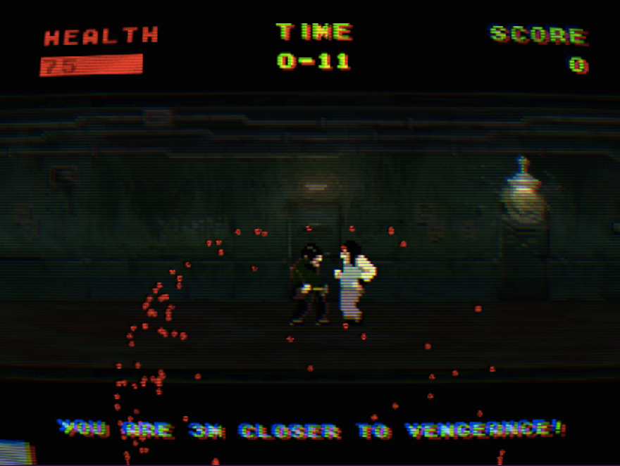 Oldboy’s legendary hallway scene, de-made as an NES game