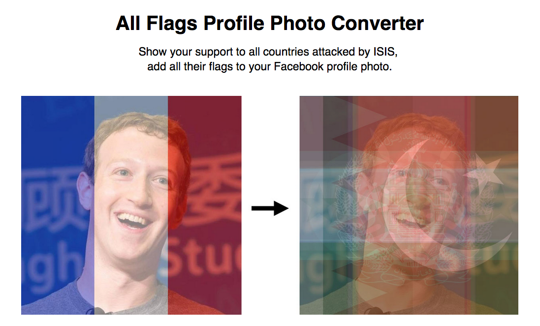Facebook filter adds the flags of all countries attacked by ISIS to your profile picture