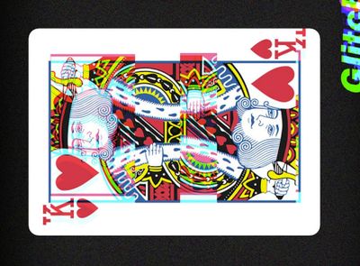 These warped playing cards bring the glitch aesthetic to royal flushes