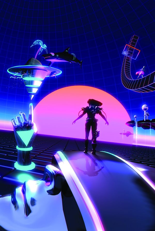 Kill Screen Issue 08 cover, a neon virtual landscape