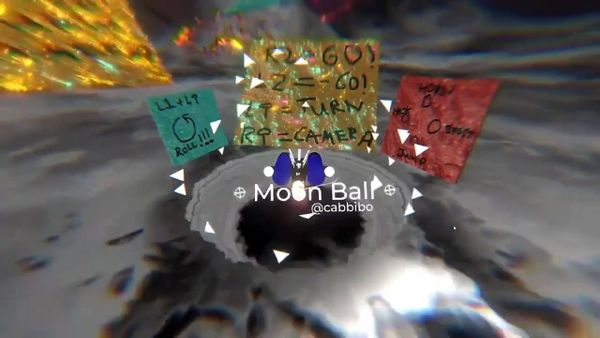 A rocket car mid-flight in Cabbibo’s Moon Ball