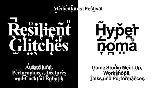 Banner artwork for the RESILIENT GLITCHES / HYPERNOMA media art festival in Graz