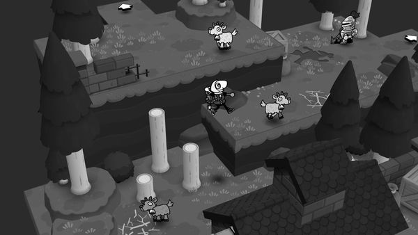 A hand-drawn black-and-white scene from TOEM 2, with the round-headed photographer character amid detailed doodled scenery