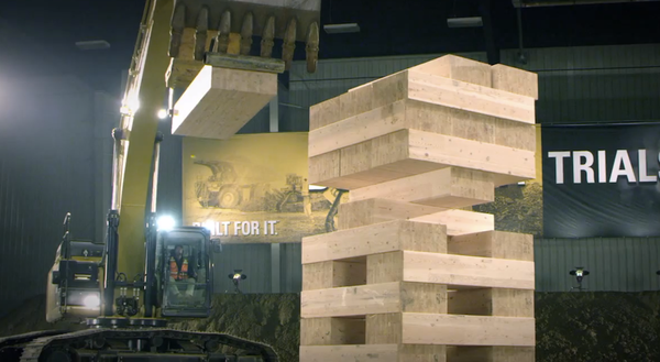 Heavy machinery is super-talented at Jenga, apparently