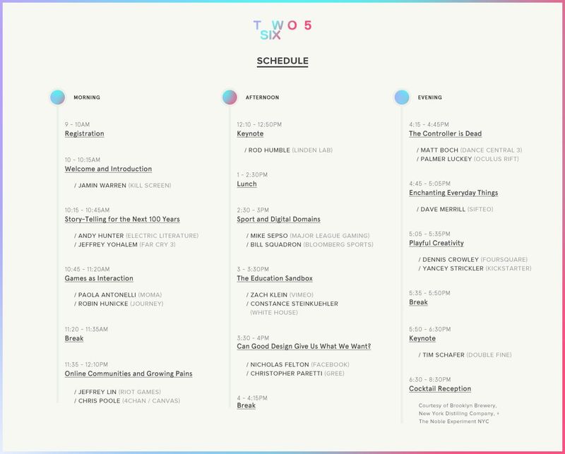 Twofivesix schedule is up! Keynotes from Tim Schafer and heads of Kickstarter, Foursquare, Linden Lab and more!