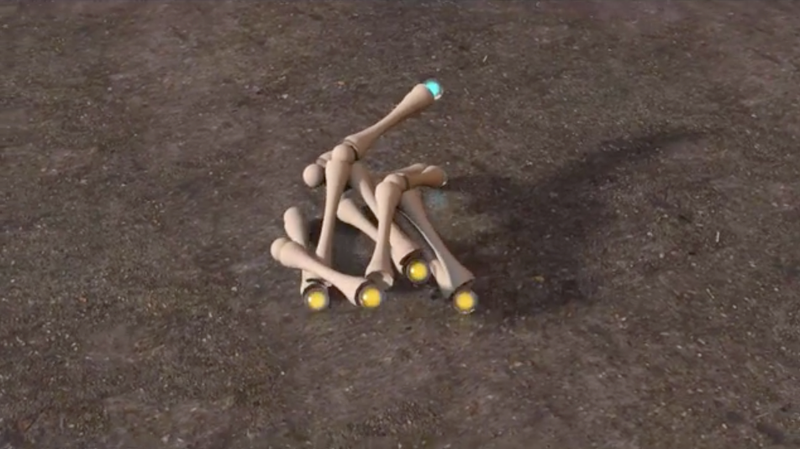 Watch in horror as this Cronenbergian virtual life-form learns to walk