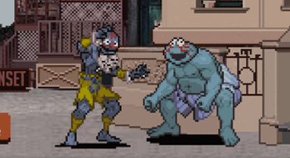 Sesame Street and Street Fighter collide, streets run blue with fur