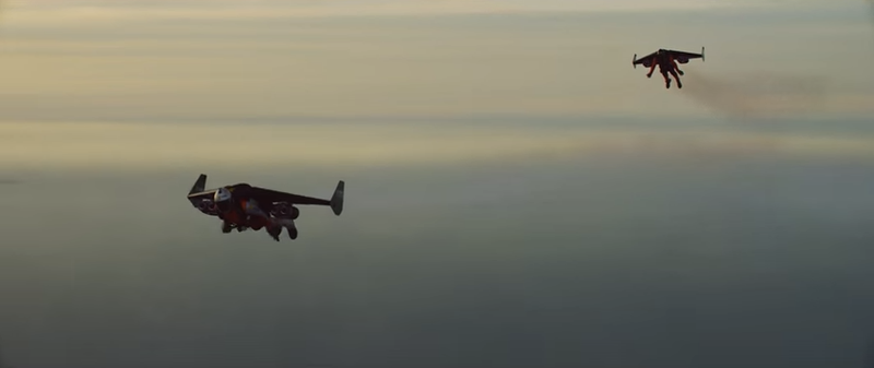 Two grizzled skydivers used jetpacks to create high camp
