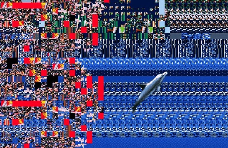 Ecco the Dolphin glitch art is all your vaporwave dreams come true