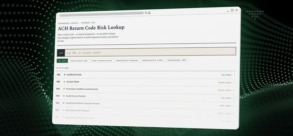 ACH Return Code Risk Lookup