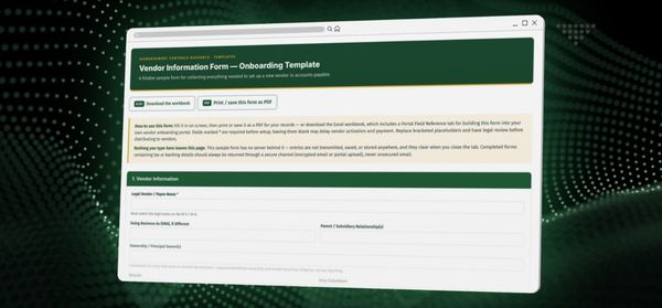 Vendor Information Onboarding Template