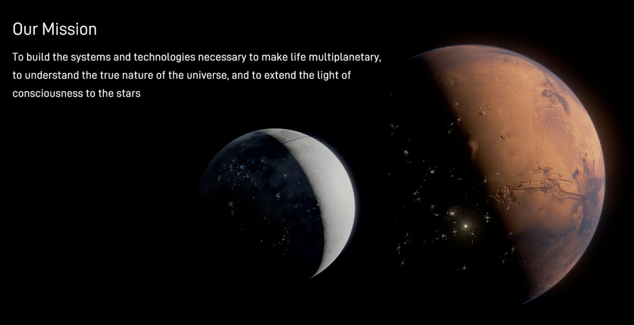 SpaceX Mission Slide from the August 11th All Hands Presentation by Elon Musk