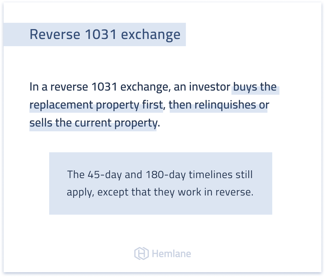 What is a reverse 1031 exchange and how does it work?
